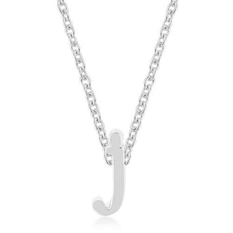 Rhodium Plated Finish Initial J Pendant