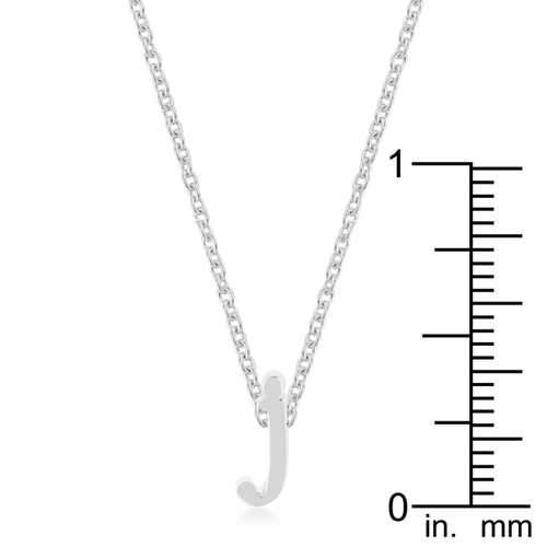 Rhodium Plated Finish Initial J Pendant