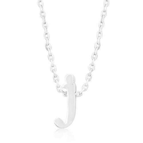 Rhodium Plated Finish Initial J Pendant