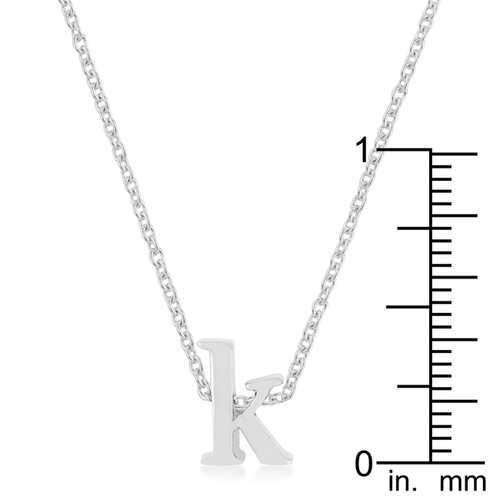 Rhodium Plated Finish Initial K Pendant