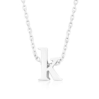 Rhodium Plated Finish Initial K Pendant