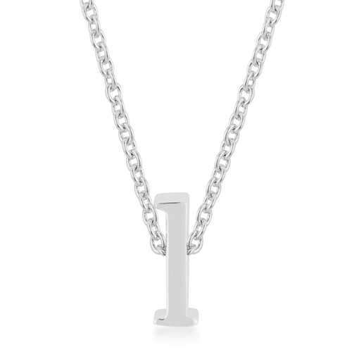 Rhodium Plated Finish Initial L Pendant