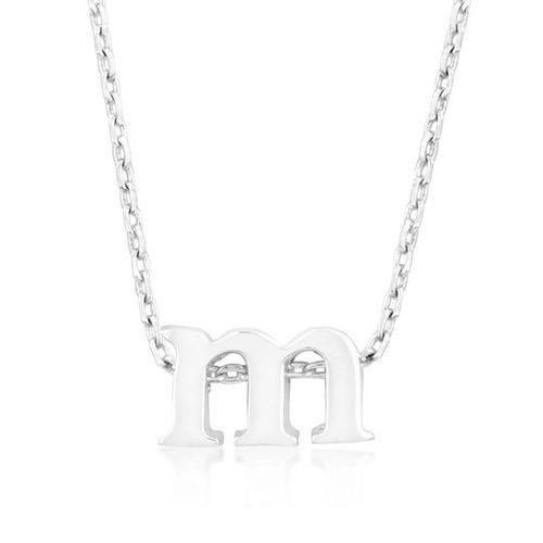 Rhodium Plated Finish Initial M Pendant