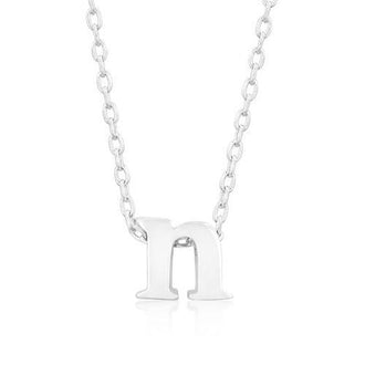 Rhodium Plated Finish Initial N Pendant