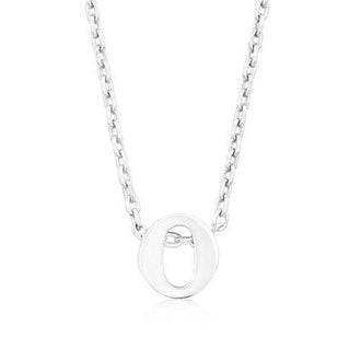 Rhodium Plated Finish Initial O Pendant