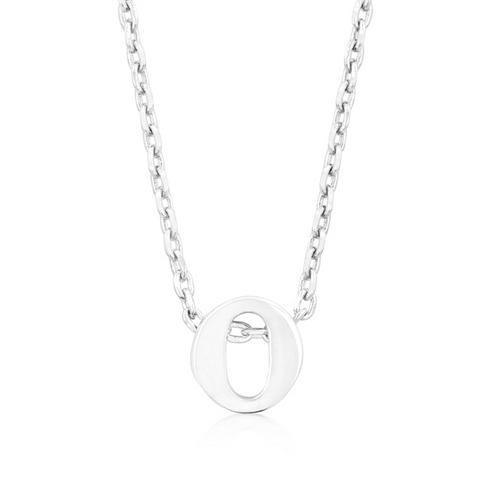 Rhodium Plated Finish Initial O Pendant