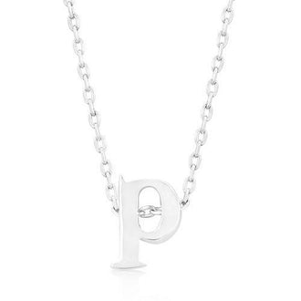 Rhodium Plated Finish Initial P Pendant