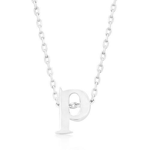 Rhodium Plated Finish Initial P Pendant