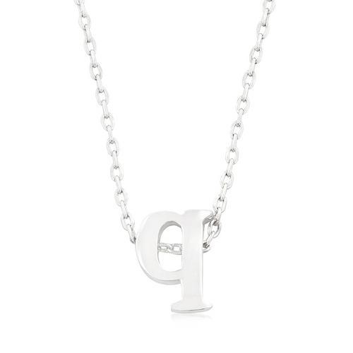 Rhodium Plated Finish Initial Q Pendant