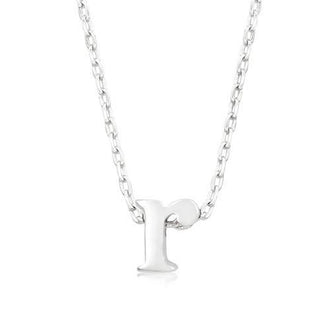 Rhodium Plated Finish Initial R Pendant