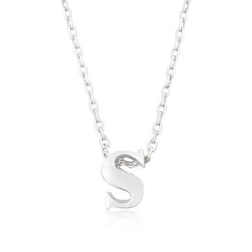 Rhodium Plated Finish Initial S Pendant