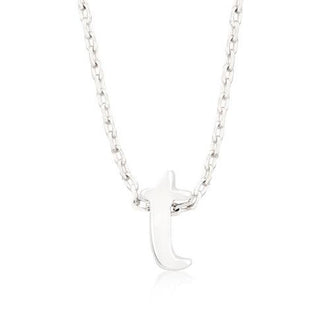 Rhodium Plated Finish Initial T Pendant