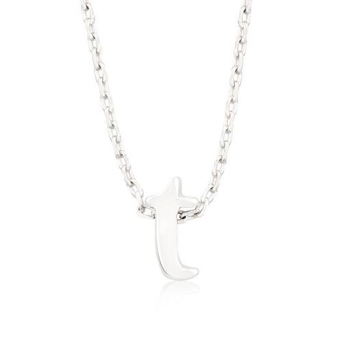 Rhodium Plated Finish Initial T Pendant