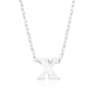 Rhodium Plated Finish Initial X Pendant