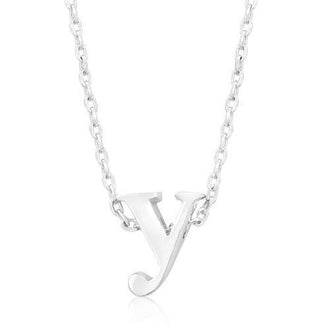 Rhodium Plated Finish Initial Y Pendant