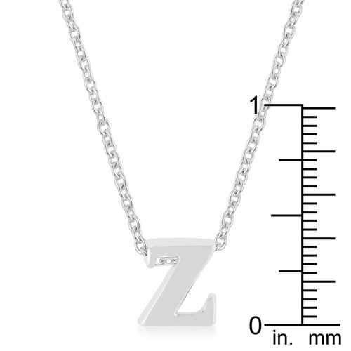 Rhodium Plated Finish Initial Z Pendant