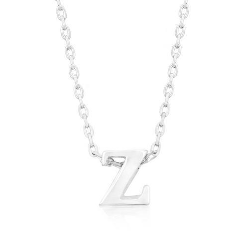 Rhodium Plated Finish Initial Z Pendant