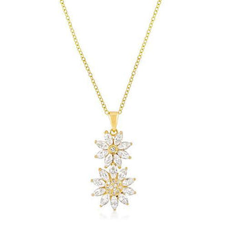 Goldtone Dual Floral Pendant