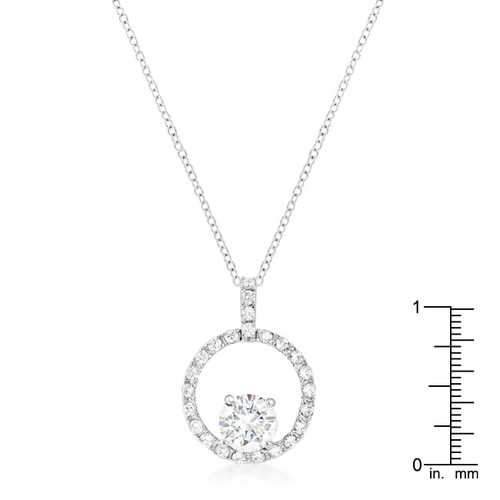 Rhodium Plated Halo Elegance Pendant