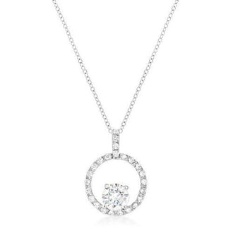 Rhodium Plated Halo Elegance Pendant