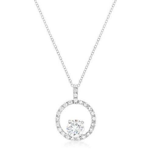 Rhodium Plated Halo Elegance Pendant