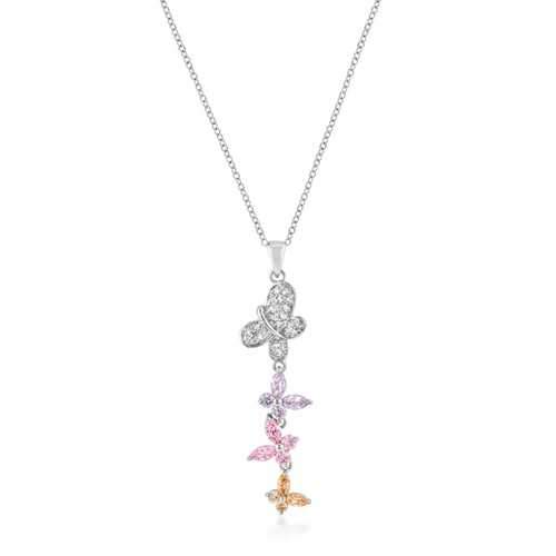 Rhodium Plated Multi-Butterfly Pendant