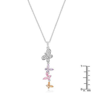 Rhodium Plated Multi-Butterfly Pendant