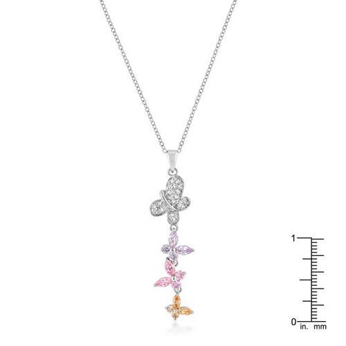 Rhodium Plated Multi-Butterfly Pendant