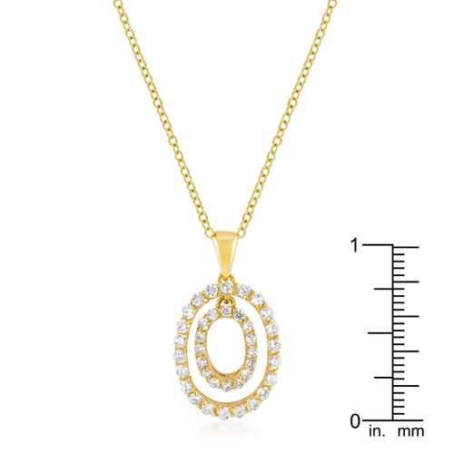 Golden Oval CZ Pendant