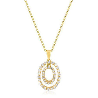 Golden Oval CZ Pendant