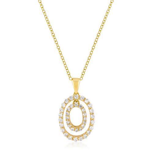 Golden Oval CZ Pendant