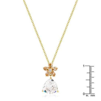 Goldtone Trillion Floral Pendant