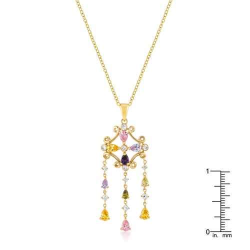 Goldtone Multi-Color Dangle Pendant