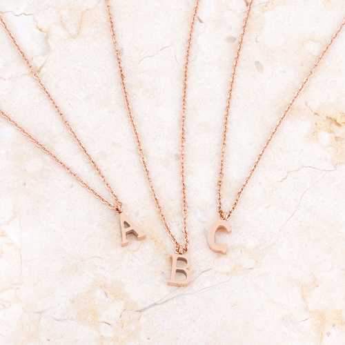 Elaina Rose Gold Stainless Steel B Initial Necklace