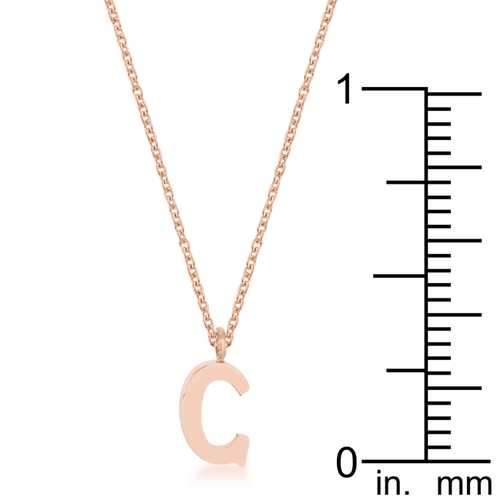 Elaina Rose Gold Stainless Steel C Initial Necklace
