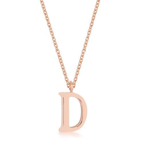 Elaina Rose Gold Stainless Steel D Initial Necklace