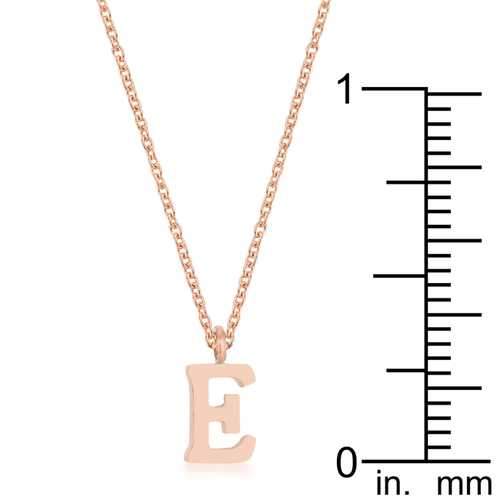 Elaina Rose Gold Stainless Steel E Initial Necklace