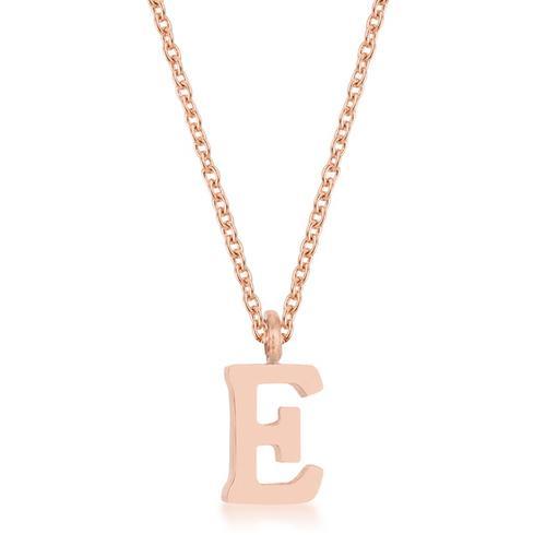 Elaina Rose Gold Stainless Steel E Initial Necklace