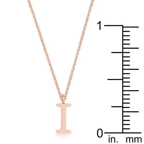 Elaina Rose Gold Stainless Steel I Initial Necklace