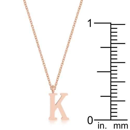 Elaina Rose Gold Stainless Steel K Initial Necklace