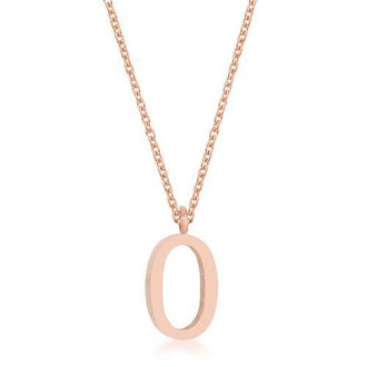 Elaina Rose Gold Stainless Steel O Initial Necklace