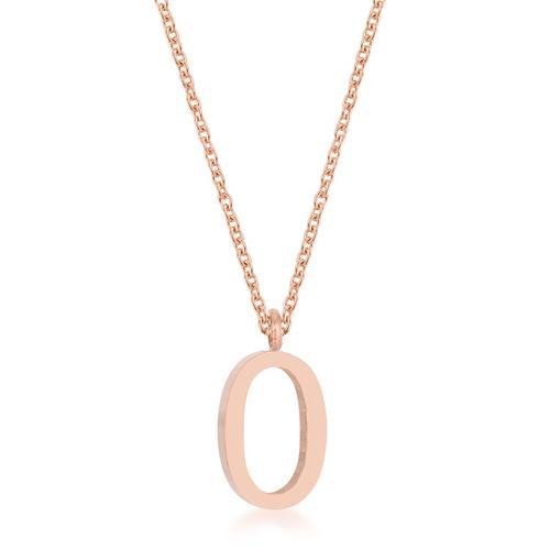 Elaina Rose Gold Stainless Steel O Initial Necklace