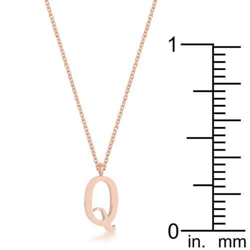 Elaina Rose Gold Stainless Steel Q Initial Necklace