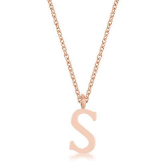 Elaina Rose Gold Stainless Steel S Initial Necklace