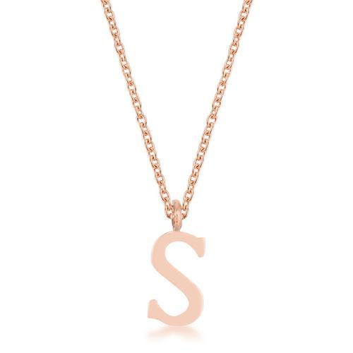 Elaina Rose Gold Stainless Steel S Initial Necklace