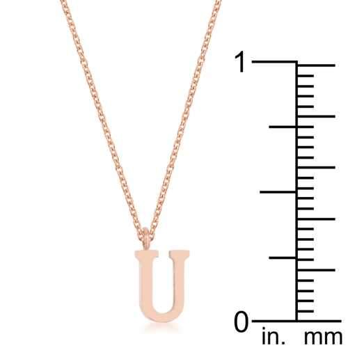 Elaina Rose Gold Stainless Steel U Initial Necklace