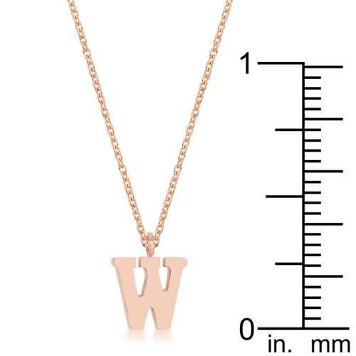 Elaina Rose Gold Stainless Steel W Initial Necklace