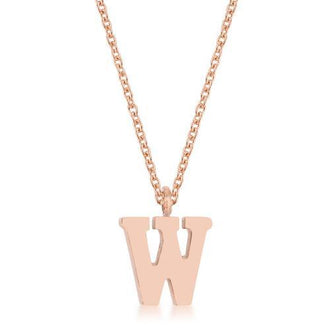 Elaina Rose Gold Stainless Steel W Initial Necklace