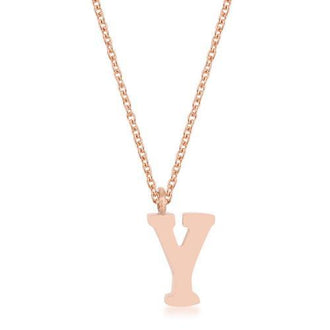 Elaina Rose Gold Stainless Steel Y Initial Necklace