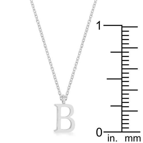 Elaina Rhodium Stainless Steel B Initial Necklace